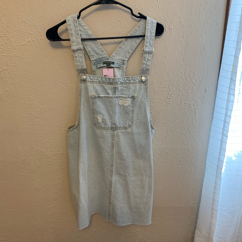 Wild Fable: Light-wash denim overalls mini-dress